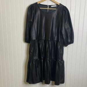 Calista Black Faux Leather‎ Dress